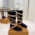 Louis Vuitton Women’s Black Suede Mid-Calf Boots with Beige Strap Detail & Gold Buckles #A69920