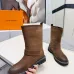 Louis Vuitton Women’s Brown Suede Mid-Calf Boots with Double Buckle Straps and Chunky Sole #A69874