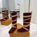 Louis Vuitton Women’s Burgundy Suede Knee Boots with Beige Strap Details and Low Heel #A69919