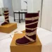 Louis Vuitton Women’s Burgundy Suede Knee Boots with Beige Strap Details and Low Heel #A69919