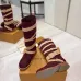 Louis Vuitton Women’s Burgundy Suede Knee Boots with Beige Strap Details and Low Heel #A69919