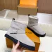 Louis Vuitton Women’s Gray Suede Ankle Boots with Shearling Lining & Signature Monogram #A69812