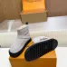Louis Vuitton Women’s Gray Suede Ankle Boots with Shearling Lining & Signature Monogram #A69812