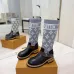 Louis Vuitton Women’s Knee-High Boots with Gray Monogram Sock Top & Brown LV Strap #A69912