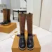 Louis Vuitton Women’s Knee-High Boots with Monogram Sock Panel & Leather Toe Cap #A69914