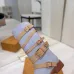 Louis Vuitton Women’s Light Blue Suede Knee Boots with Tan Leather Straps and Gold Buckles #A69917