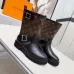 Louis Vuitton Women’s Monogram Canvas & Leather Ankle Boots with Buckle Strap and Chunky Sole #A69873