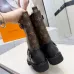 Louis Vuitton Women’s Monogram Canvas & Leather Ankle Boots with Buckle Strap and Chunky Sole #A69873