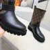 Louis Vuitton Women’s Monogram Canvas & Leather Ankle Boots with Buckle Strap and Chunky Sole #A69873