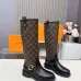 Louis Vuitton Women’s Monogram Knee-High Boots with Gold Buckle & Block Heel #A69870