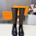 Louis Vuitton Women’s Monogram Knee-High Boots with Gold Buckle & Block Heel #A69870