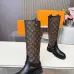 Louis Vuitton Women’s Monogram Knee-High Boots with Gold Buckle & Block Heel #A69870