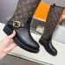 Louis Vuitton Women’s Monogram Knee-High Boots with Gold Buckle & Block Heel #A69870