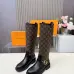 Louis Vuitton Women’s Monogram Knee-High Boots with Gold Buckle & Block Heel #A69870