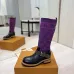 Louis Vuitton Women’s Purple Monogram Knit Boots with Black Leather Upper and LV Belt Strap #A69915