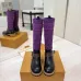 Louis Vuitton Women’s Purple Monogram Knit Boots with Black Leather Upper and LV Belt Strap #A69915