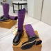 Louis Vuitton Women’s Purple Monogram Knit Boots with Black Leather Upper and LV Belt Strap #A69915