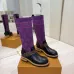 Louis Vuitton Women’s Purple Monogram Knit Boots with Black Leather Upper and LV Belt Strap #A69915