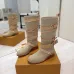 Louis Vuitton Women’s Suede Knee Boots with Cross-Strap Buckle Detail, Beige with Red Trim #A69918