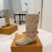 Louis Vuitton Women’s Suede Knee Boots with Cross-Strap Buckle Detail, Beige with Red Trim #A69918