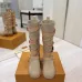Louis Vuitton Women’s Suede Knee Boots with Cross-Strap Buckle Detail, Beige with Red Trim #A69918