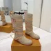Louis Vuitton Women’s Suede Knee Boots with Cross-Strap Buckle Detail, Beige with Red Trim #A69918