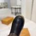 Louis Vuitton Women’s White Knit & Black Leather Boots with Monogram Strap and Chunky Sole #A69913