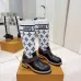 Louis Vuitton Women’s White Knit & Black Leather Boots with Monogram Strap and Chunky Sole #A69913