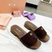 Miu Miu Shoes for women Suede Logo Slide Clogs #B48583