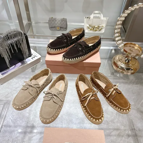 Miu Miu Bow Woven Suede & Leather Boat Shoes #B53126