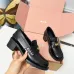 Miu Miu Women's Glossy Leather Chunky Heel Loafers #B66101