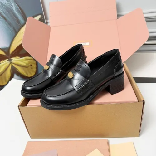 Miu Miu Women's Glossy Leather Chunky Heel Loafers #B66101