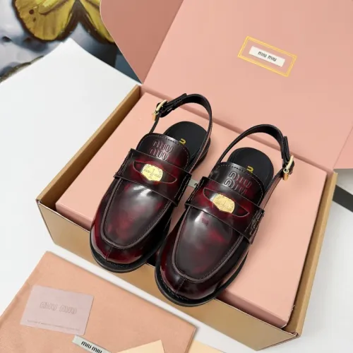 Miu Miu Women's Glossy Leather Slingback Loafer Sandals #B66104