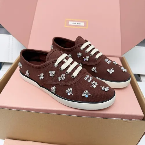 Miu Miu Women's Rhinestone Embroidered Canvas Sneakers #B66097