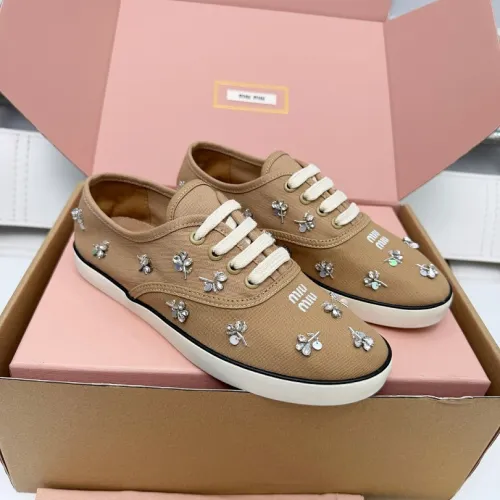 Miu Miu Women's Rhinestone Embroidered Canvas Sneakers #B66098