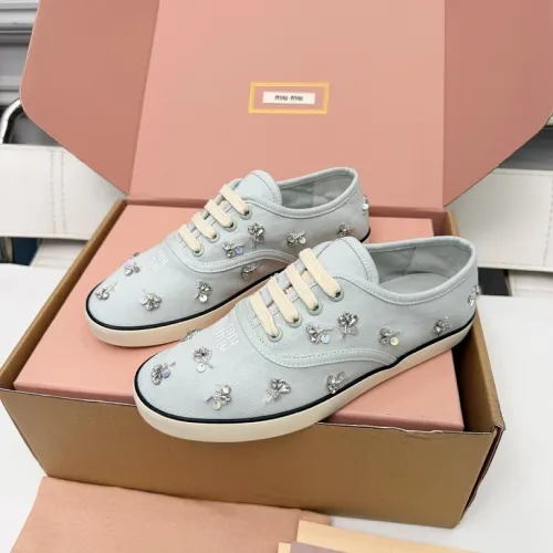 Miu Miu Women's Rhinestone Embroidered Canvas Sneakers #B66099