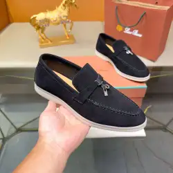 Loro Piana Unisex Tassel Lock Loafers, Suede Upper, Anti‑Slip Rubber Outsole #A67811