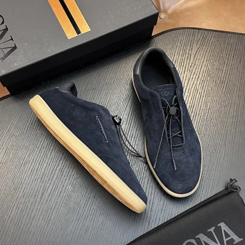 Zegna Men's Triple Stitch Low‑Top Cowhide Suede Sneakers, Multiple Colors #A67718