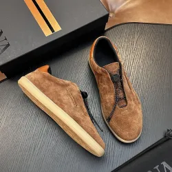 Zegna Men's Triple Stitch Low‑Top Cowhide Suede Sneakers, Multiple Colors #A67721