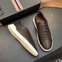 Zegna Men's Triple Stitch Low‑Top Cowhide Suede Sneakers, Multiple Colors #A67726