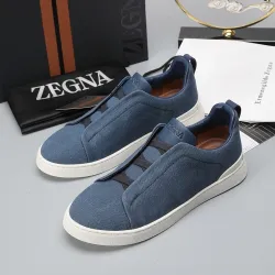 Zegna Men’s Leather Casual Sneakers | Signature Stitching #A67728