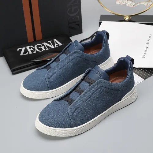 Zegna Men’s Leather Casual Sneakers | Signature Stitching #A67728