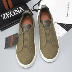 Zegna Men’s Leather Casual Sneakers | Signature Stitching #A67729