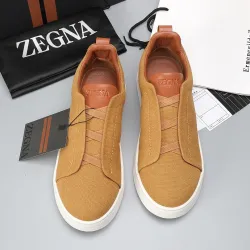 Zegna Men’s Leather Casual Sneakers | Signature Stitching #A67730