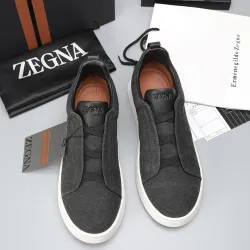 Zegna Men’s Leather Casual Sneakers | Signature Stitching #A67731