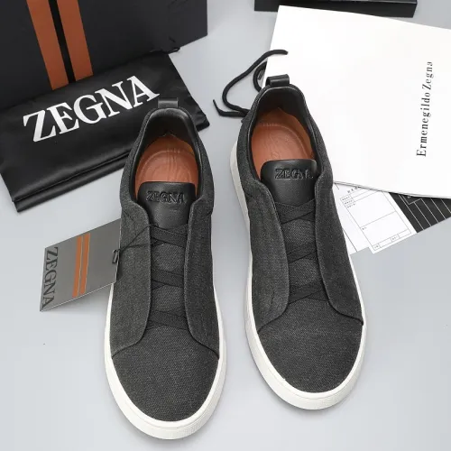 Zegna Men’s Leather Casual Sneakers | Signature Stitching #A67731