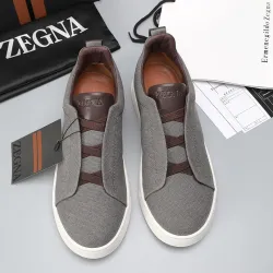 Zegna Men’s Leather Casual Sneakers | Signature Stitching #A67733