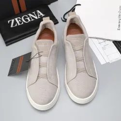 Zegna Men’s Leather Casual Sneakers | Signature Stitching #A67734