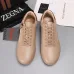 Zegna Men’s Smooth Leather Casual Sneakers, Signature Tone‑on‑Tone Stitching #A67737