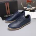 Zegna Men’s Smooth Leather Casual Sneakers, Signature Tone‑on‑Tone Stitching #A67738